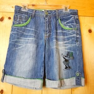 Vintage Deli Jeans Folded Hem Denim Jean Shorts Minnie Mouse Detailing